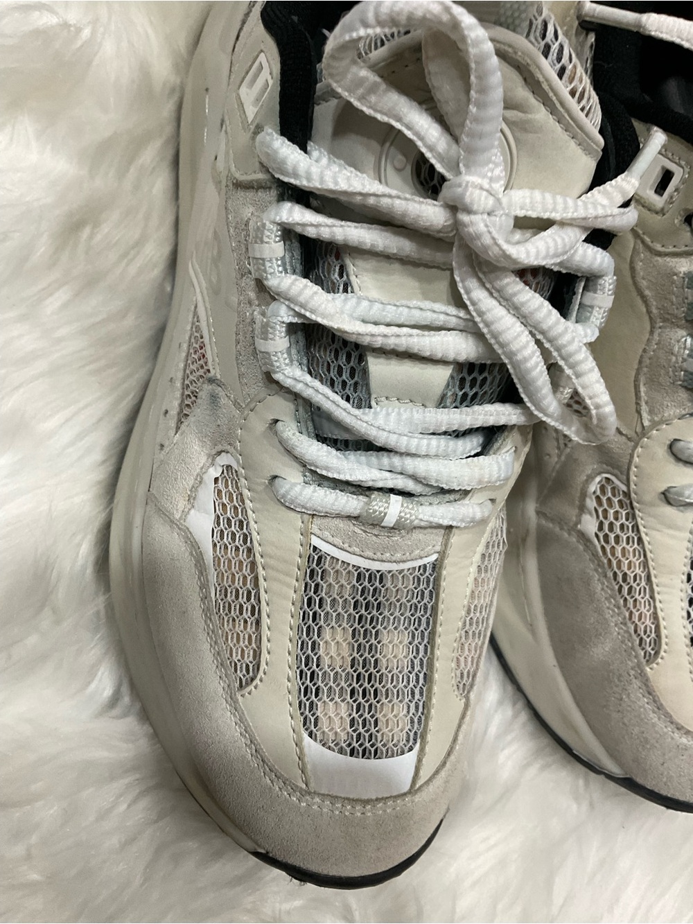 Women’s Burberry Logo Print Leather, Suede and Check Mesh Sneakers - Picture 7 of 13